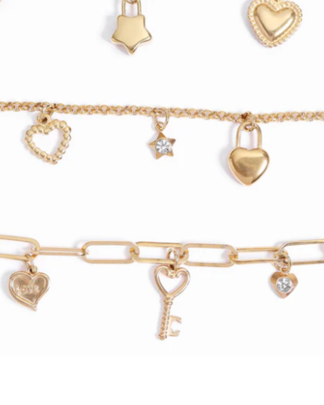 Heart Key 18K Gold PVD Stainless Steel Charm/Pendant - Waterproof