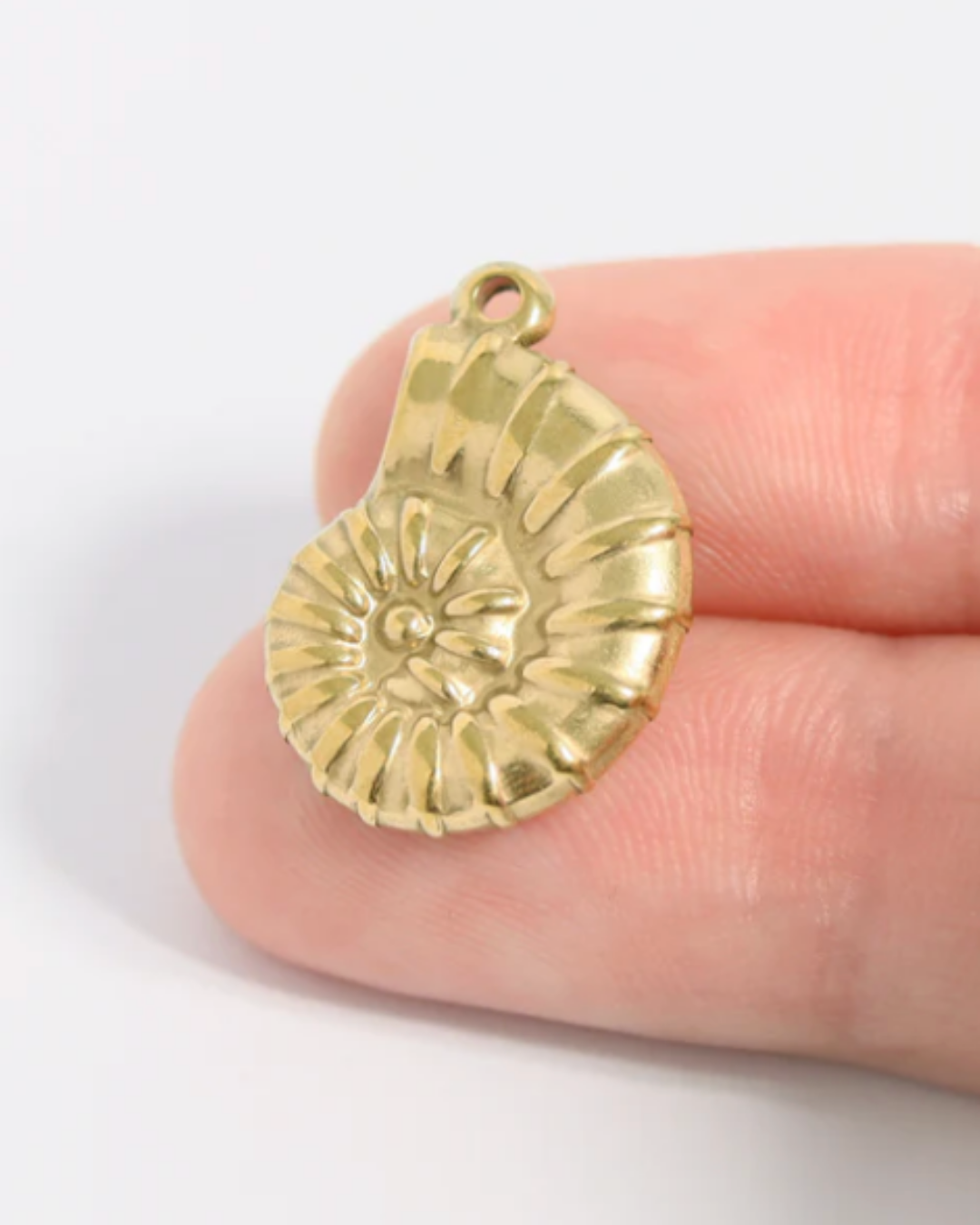 Spiral Shell 18K Gold PVD Stainless Steel Charm/Pendant - Waterproof