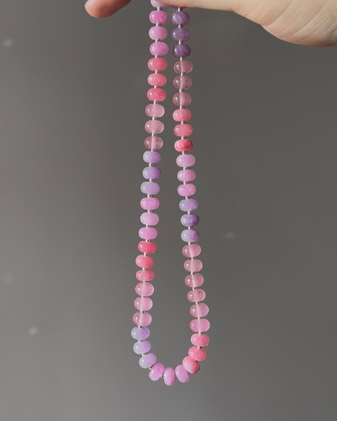 Strawberry Kiss Rondelle Gemstone necklaces