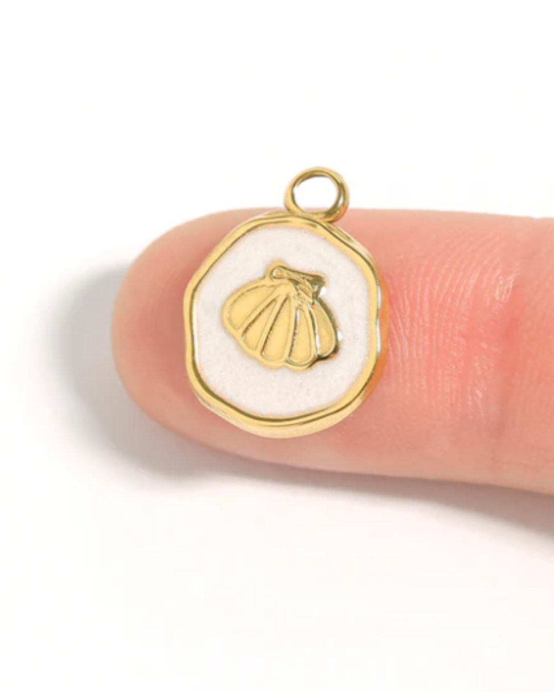 Clam Coin 18K Gold PVD Stainless Steel Charm/Pendant - Waterproof