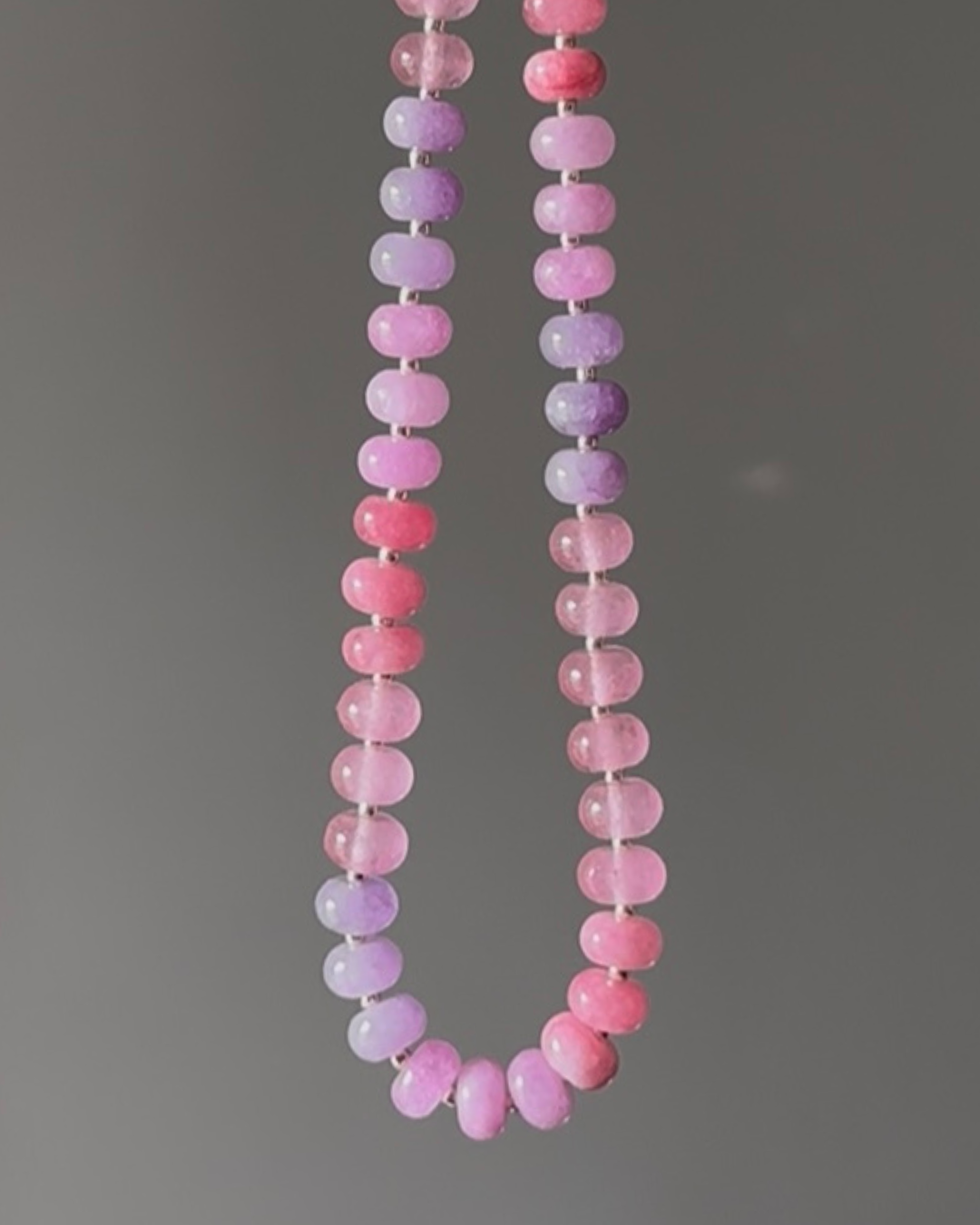 Strawberry Kiss Rondelle Gemstone necklaces