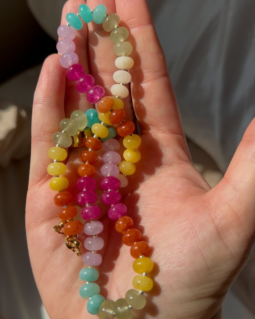 The Rainbow Rondelle Gemstone necklace