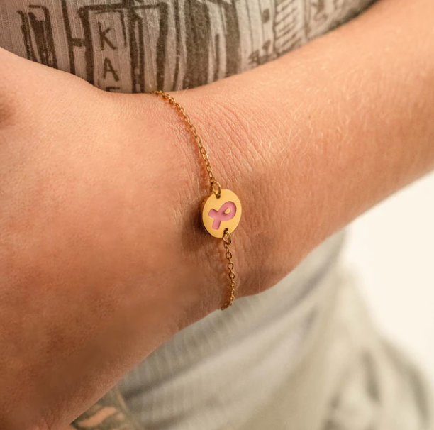 Breast Cancer Awareness Adjustable Charm Bracelet PVD