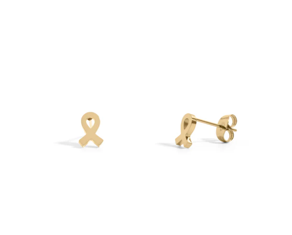 Breast Cancer Awareness Ribbon Stud Earrings - PVD