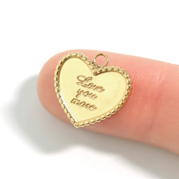 Stainless Steel Love You More Heart Charm