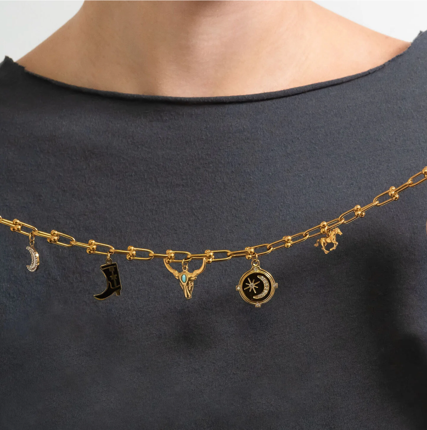 18K Gold PVD Stainless Steel Horse Charm