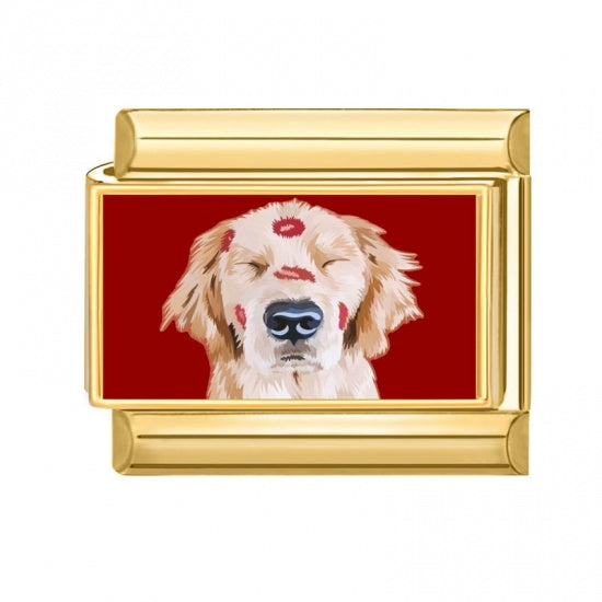 Kiss The Retriever Gold Plated Stainless Steel Italian Charm