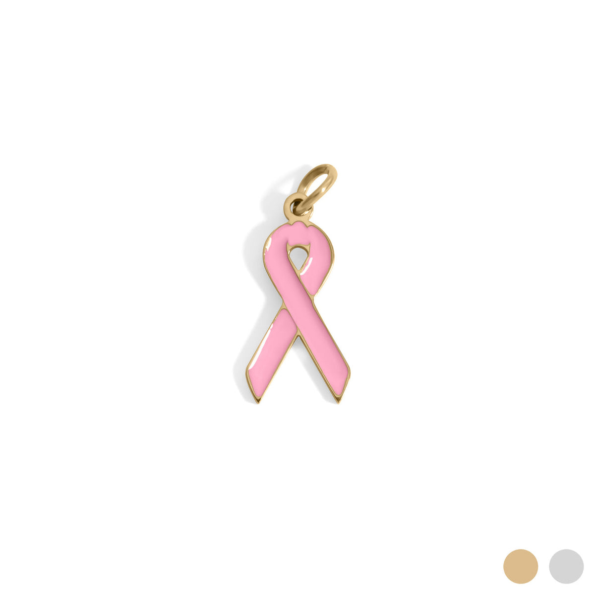 18K Gold PVD Stainless Steel Pink Ribbon Charm