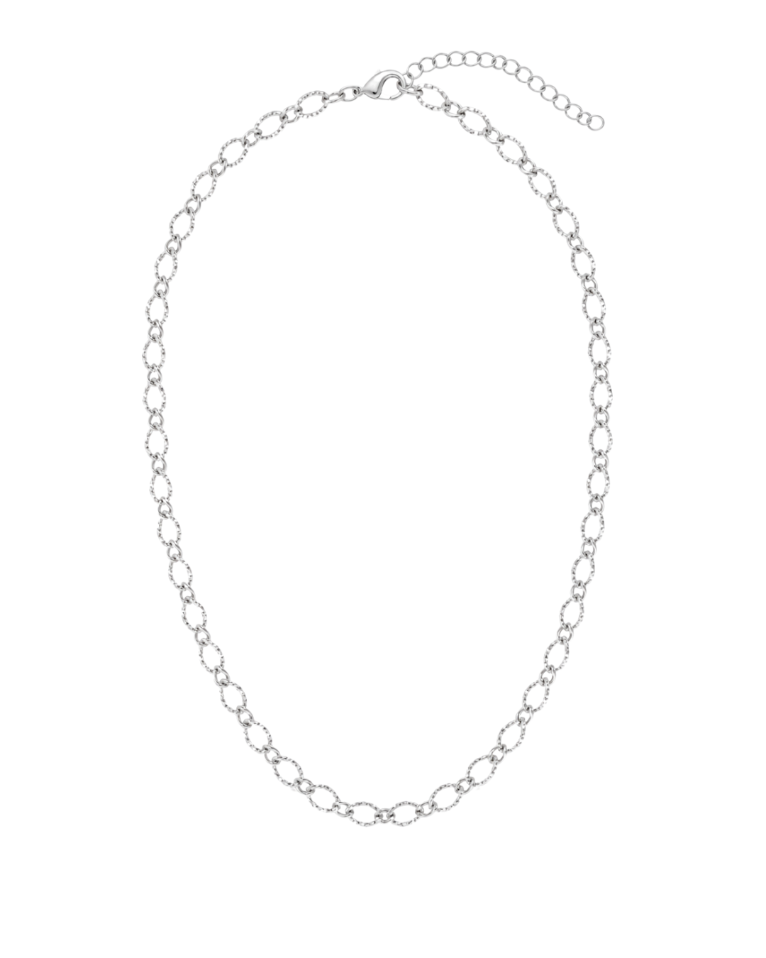Stainless Steel Hammered Oval Chain Necklace