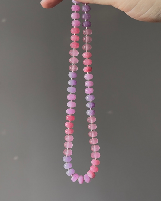 Strawberry Kiss Rondelle Gemstone necklaces