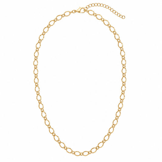 Hammered Oval Chain 18K Gold PVD Stainless Steel