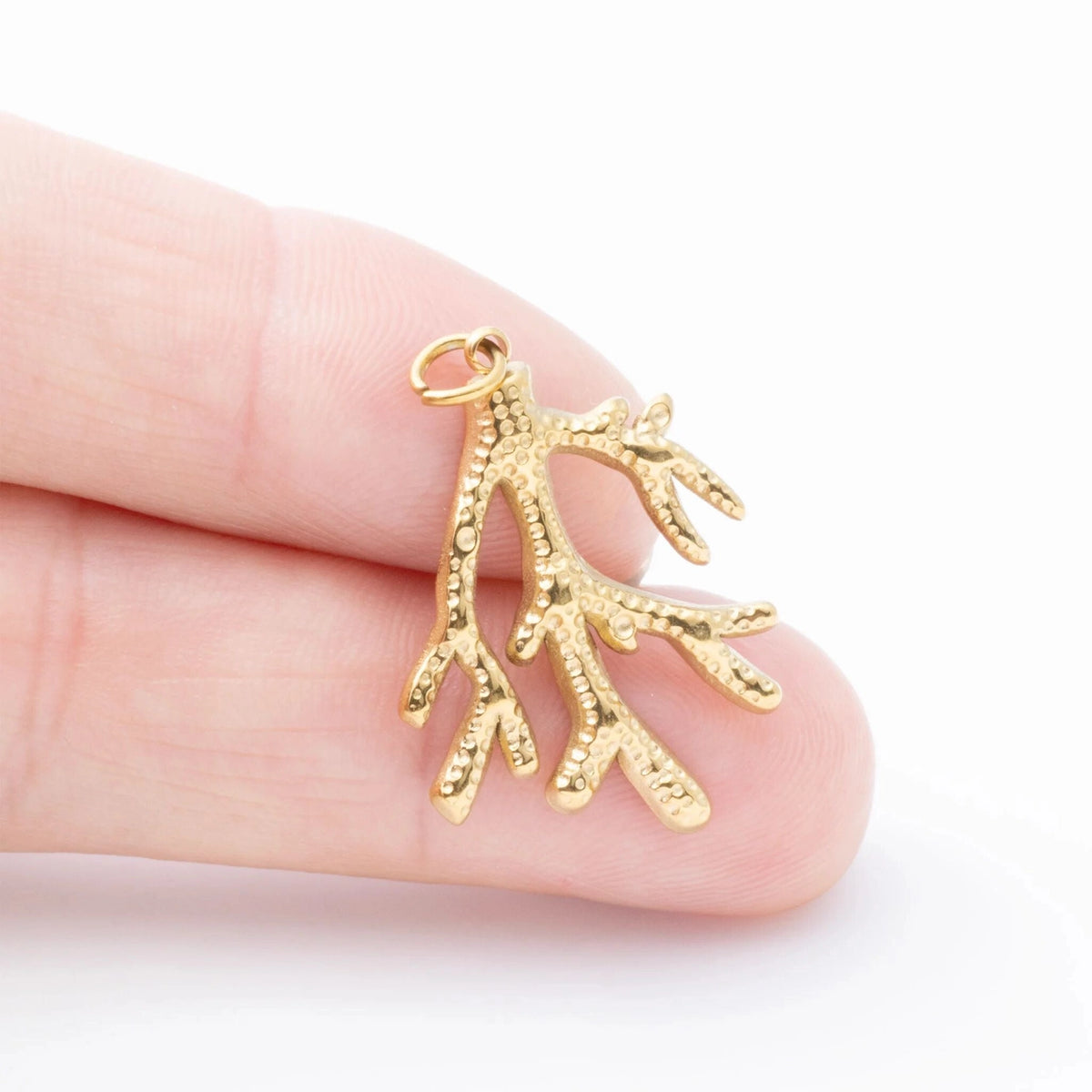 18K Gold Pvd Stainless Steel Coral Charm