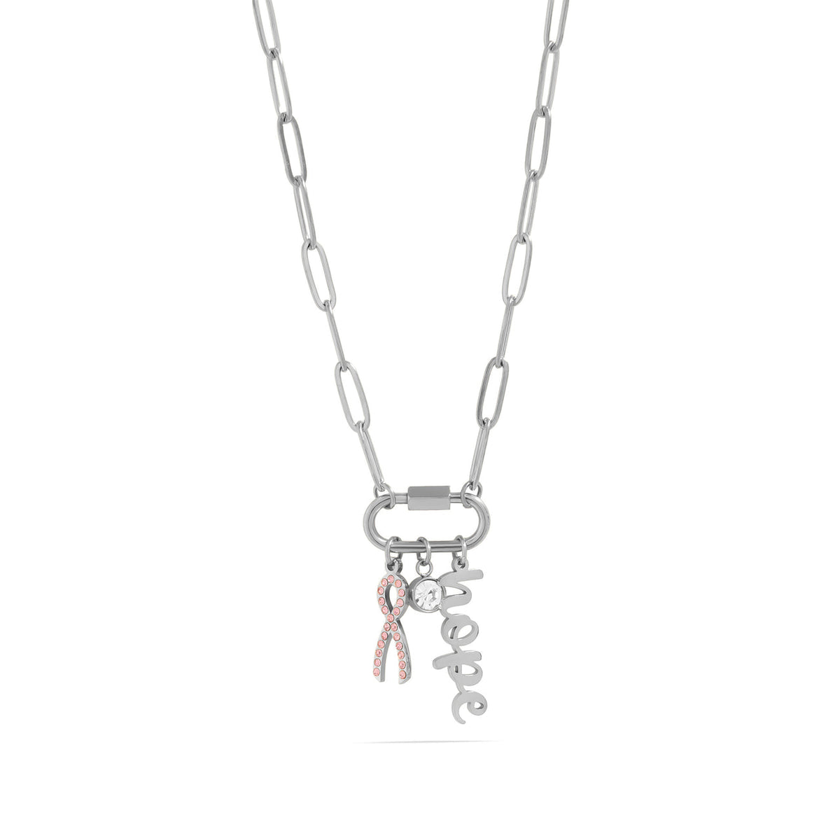 18K Gold PVD Stainless Steel Carabiner 3 Charm Necklace