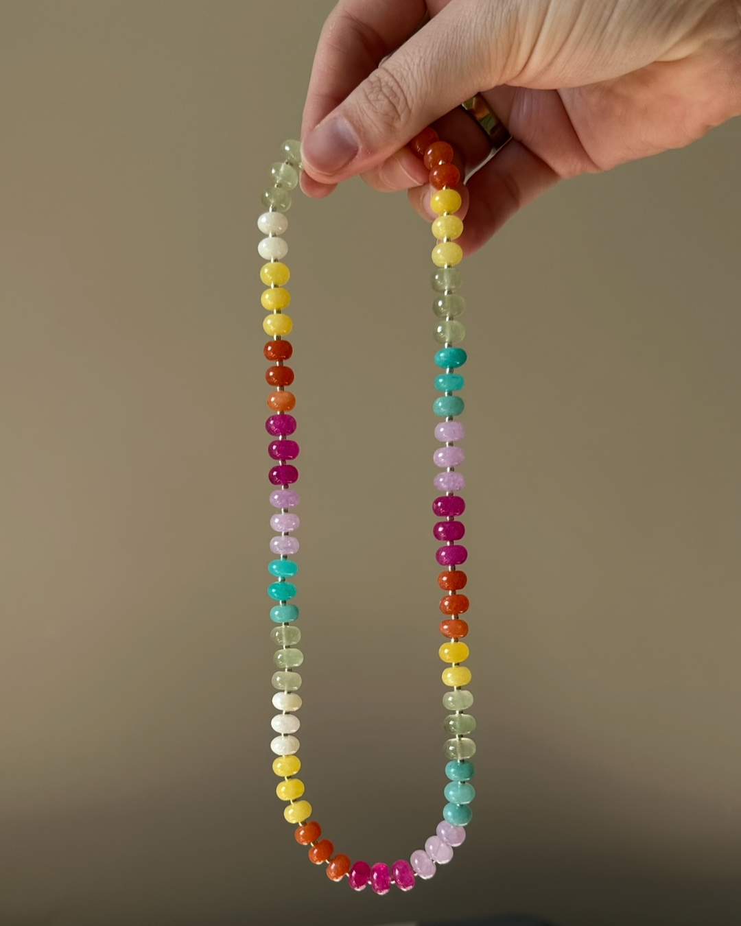 The Rainbow Rondelle Gemstone necklace