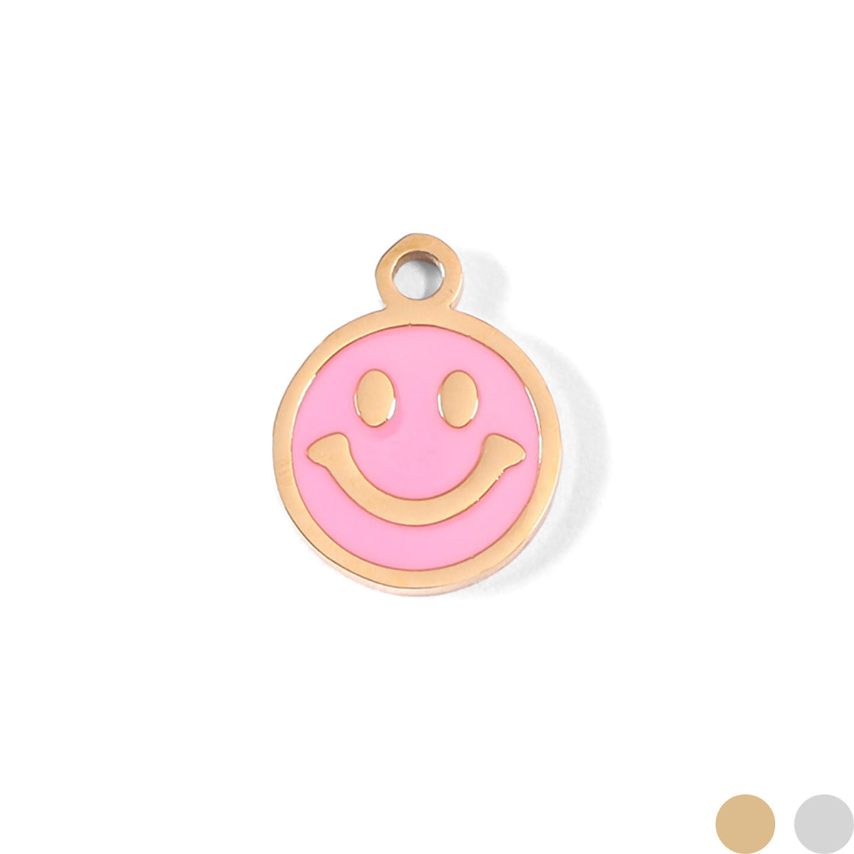 18K Gold PVD Stainless Steel Pink Smiley