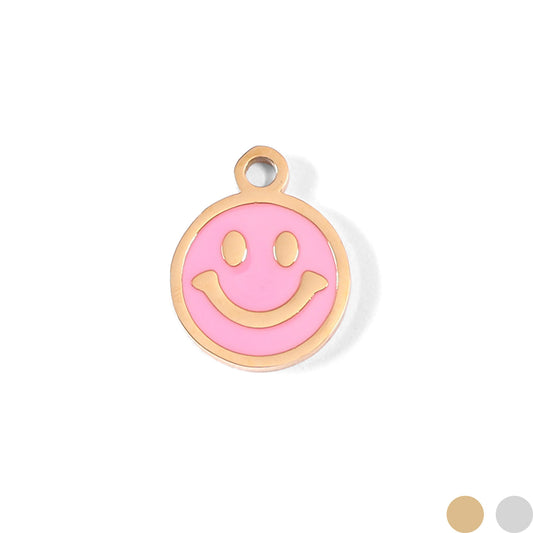 18K Gold PVD Stainless Steel Pink Smiley