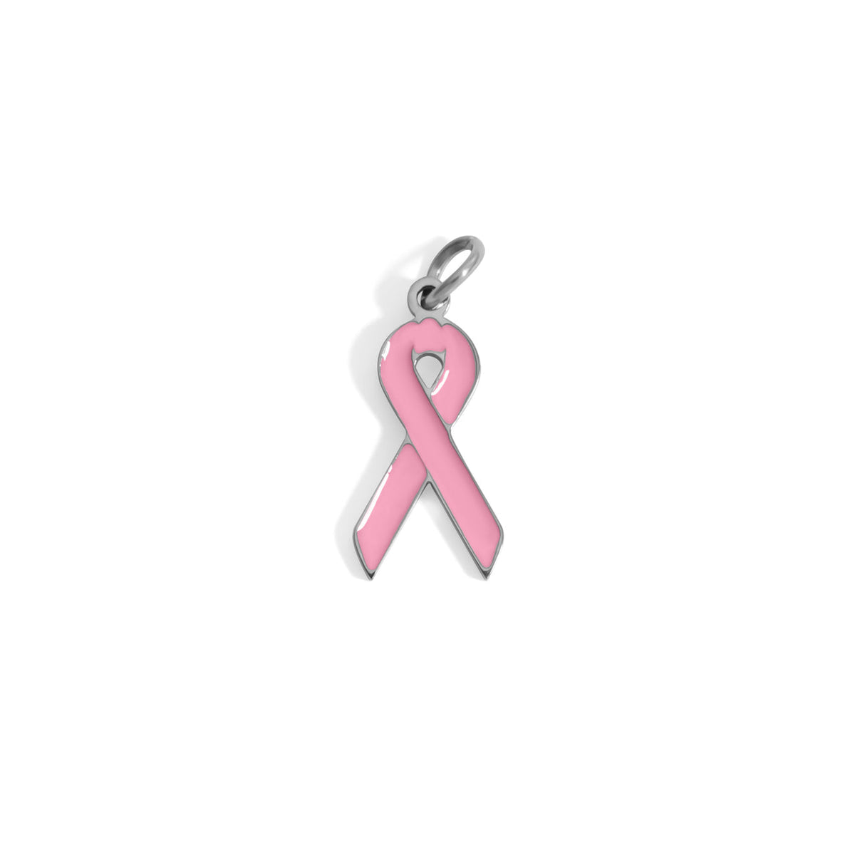 18K Gold PVD Stainless Steel Pink Ribbon Charm