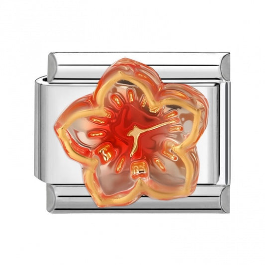 Red 3D Flower Stainless Steel Italian Charm