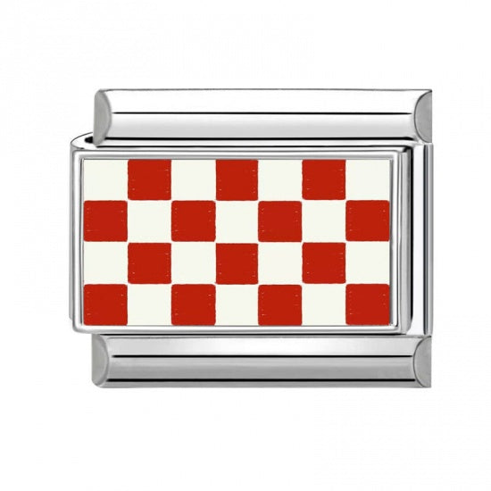 Red Checkers Stainless Steel Italian Charm