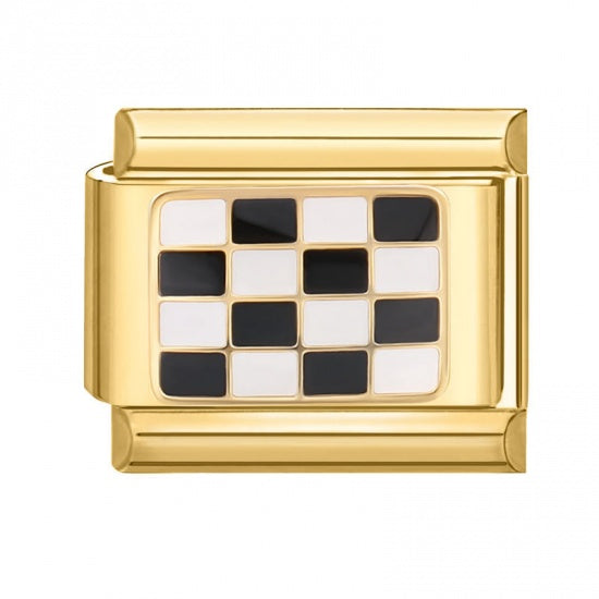 Black & White Checkers Stainless Steel Italian Charm
