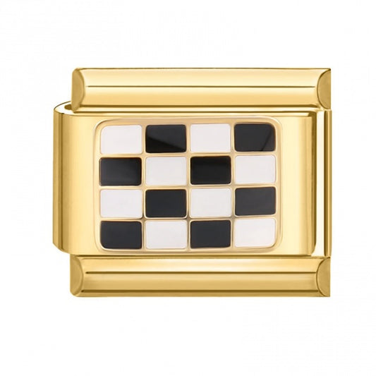 Black & White Checkers Stainless Steel Italian Charm