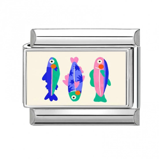 Rainbow Fish Stainless Steel Italian Charm