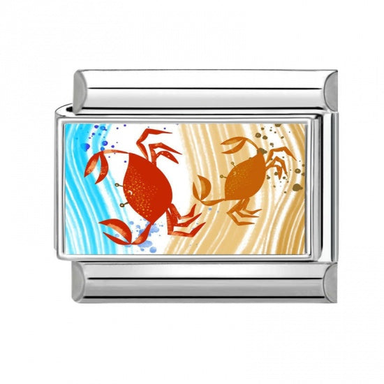Two Beach Crabs Stainless Steel Italian Charm
