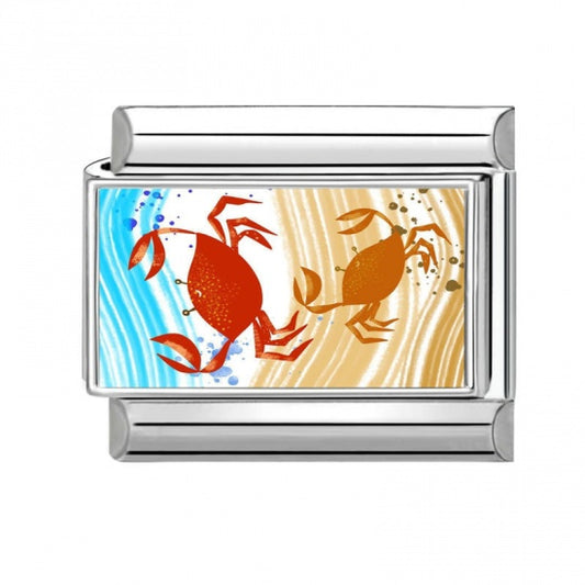 Two Beach Crabs Stainless Steel Italian Charm