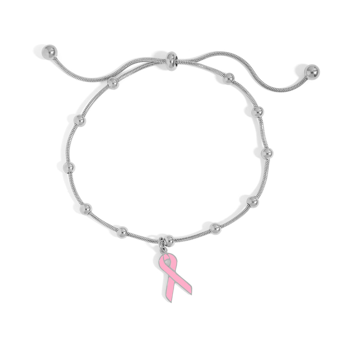 18K Gold PVD Stainless Steel Pink Ribbon Bracelet