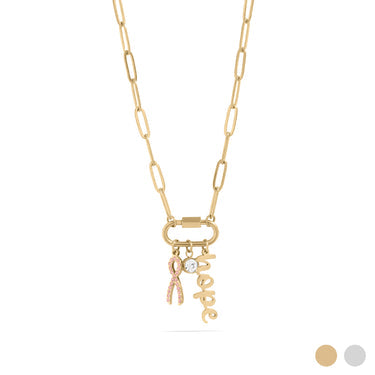 18K Gold PVD Stainless Steel Carabiner 3 Charm Necklace