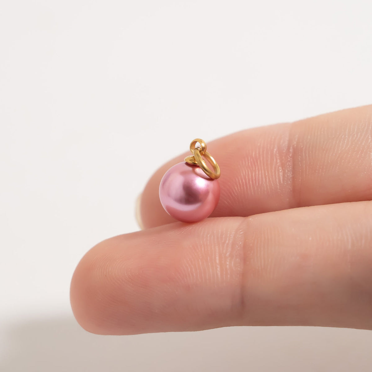 18K PVD Stainless Steel Pink Glass Pearl