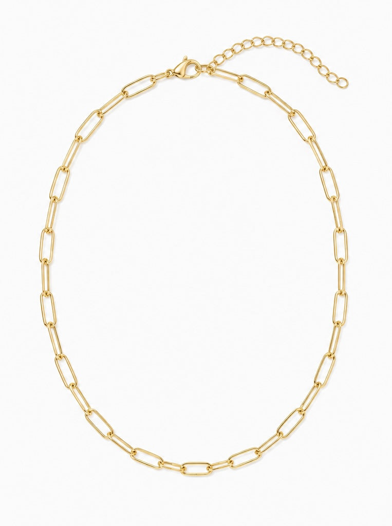 18K Gold PVD Coated Stainless Steel Paperclip Chain Necklace