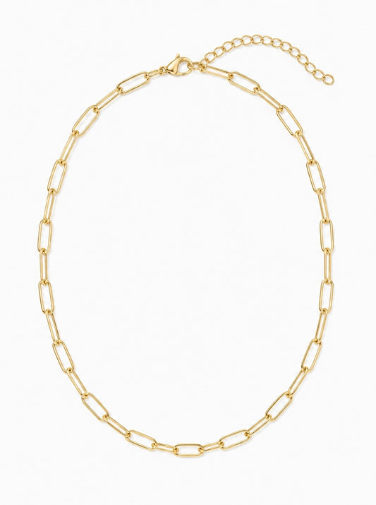 18K Gold PVD Coated Stainless Steel Paperclip Chain Necklace