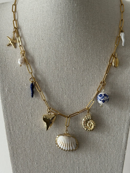 Mykonos inspired charm necklace