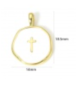 White Coin Cross Charm