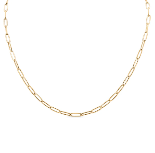 18K Gold PVD Coated Stainless Steel Paperclip Chain Necklace