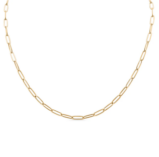 18K Gold PVD Coated Stainless Steel Paperclip Chain Necklace