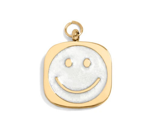 18K Gold PVD Stainless Steel Mother of Pearl Smiley Charm