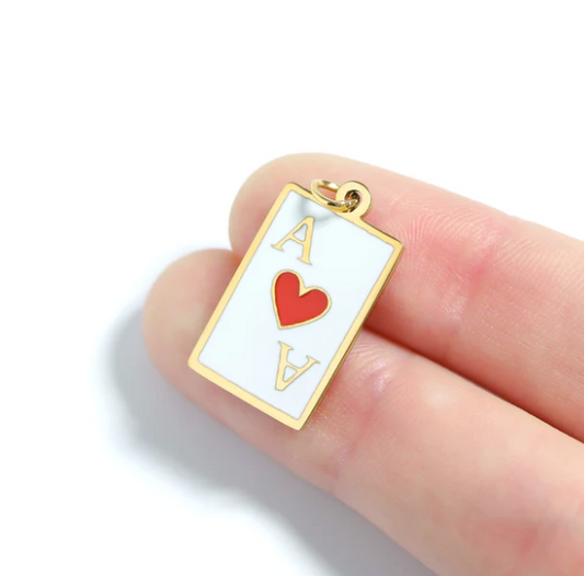 Ace of Hearts Playing Card 18K Gold PVD Stainless Steel Pendant