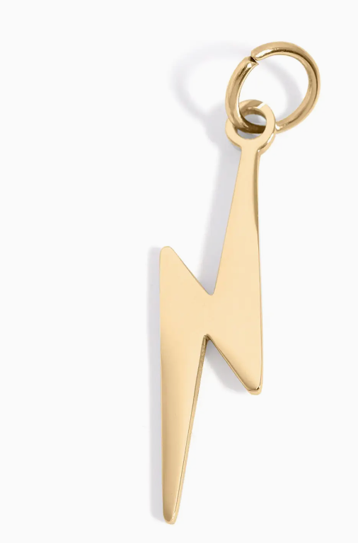 Lightning Bolt 18K Gold PVD Stainless Steel Charm