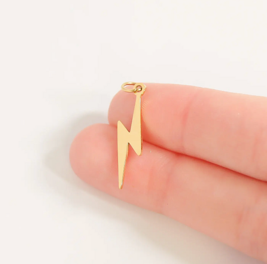 Lightning Bolt 18K Gold PVD Stainless Steel Charm