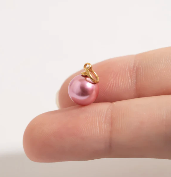 Pink Pearl Charm 18K Gold PVD