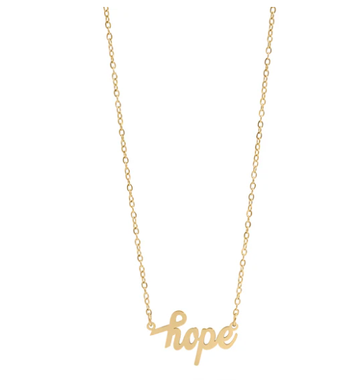 "Hope" Script Charm necklace 18K Gold PVD