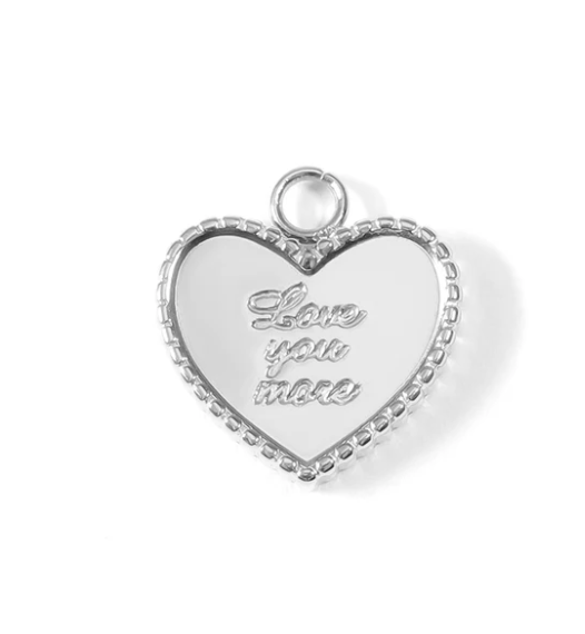 Stainless Steel Love You More Heart Charm
