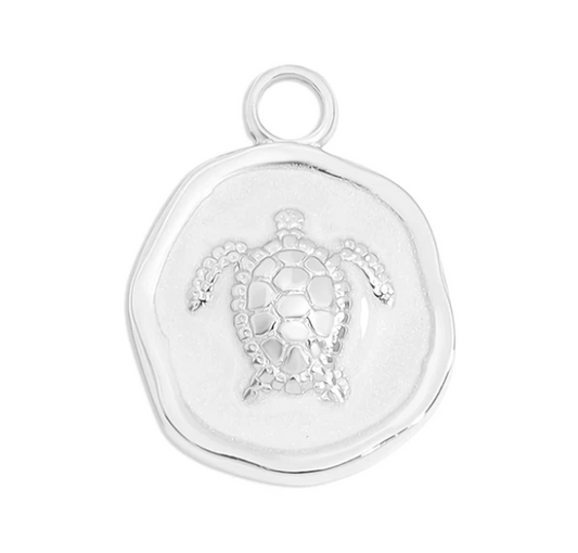 Stainless Steel Turtle Coin Charm
