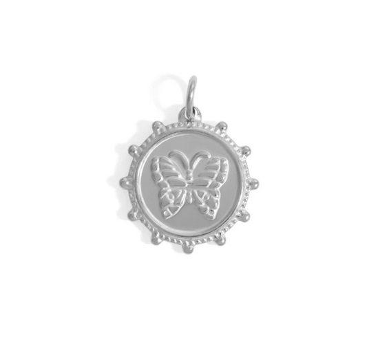 Stainless Steel Butterfly Coin Charm