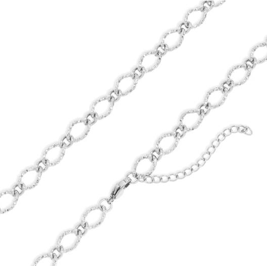 Stainless Steel Hammered Oval Chain Necklace