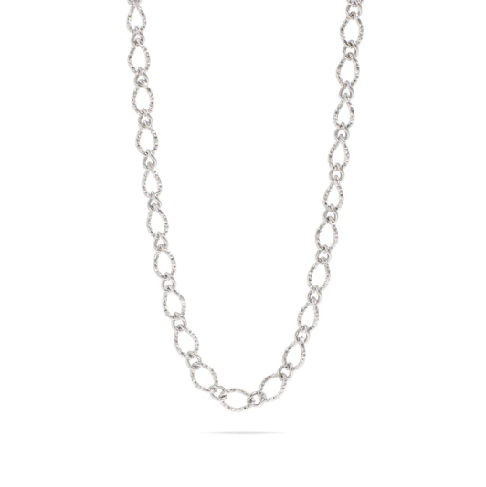 Stainless Steel Hammered Oval Chain Necklace