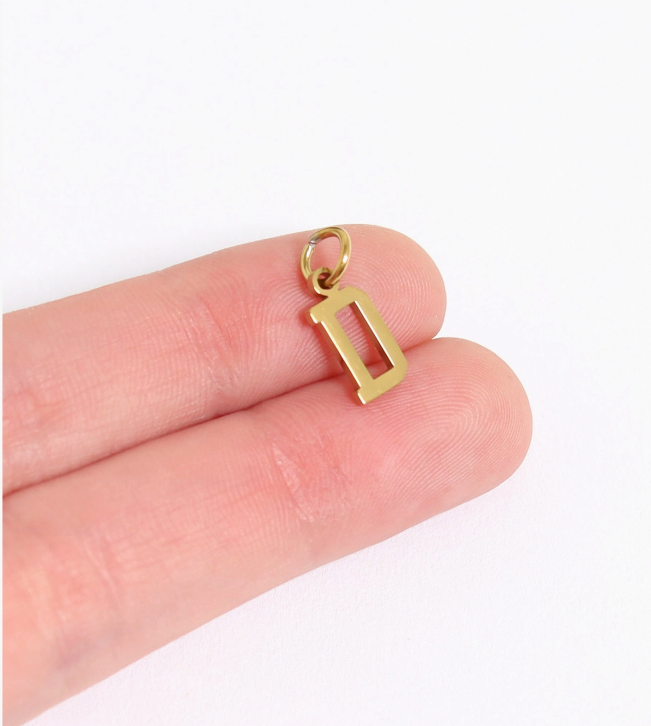 18K Gold PVD Coated Stainless Steel Small Sport Letter Pendant - waterproof