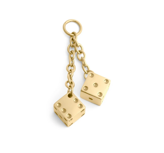 18K Gold PVD Stainless Steel Dice Charm - waterproof